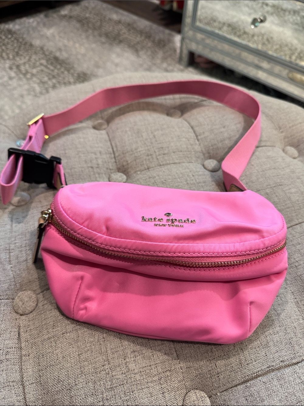 kate spade Pink Nylon Crossbody Belt Bag with Gold Hardware